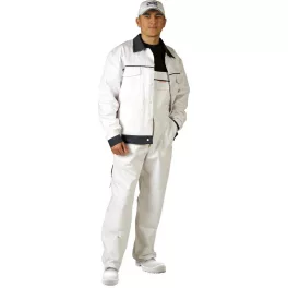 4607 haină + pantalon de protecție ornat, alb