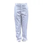 4618U Pantaloni pentru industria alimentară, cu nasturi și manșete tricotate, alb